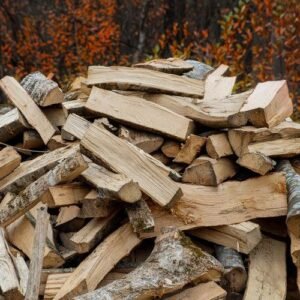 Gestapeld brandhout voor verwarming